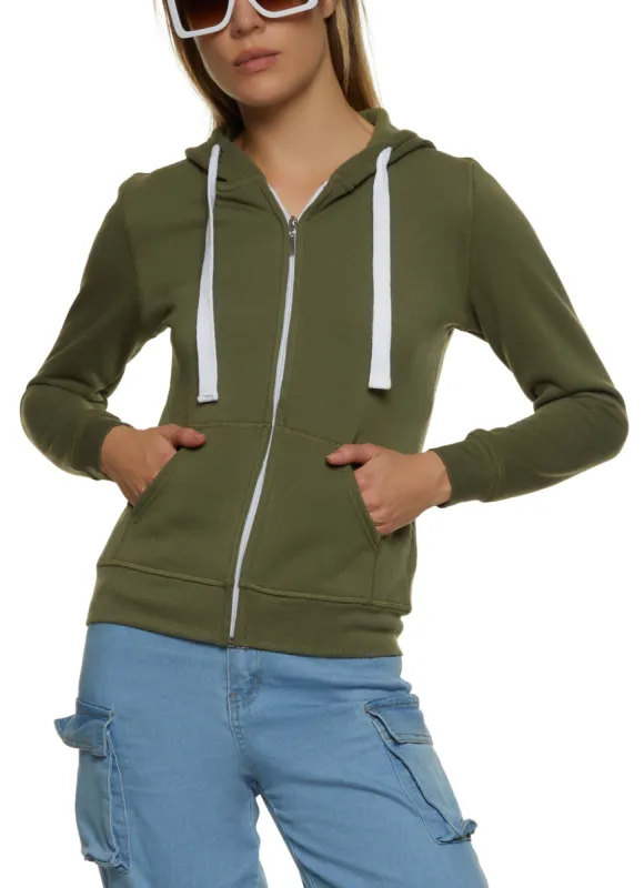 Solid Zip Front Hoodie sold by Rainbow