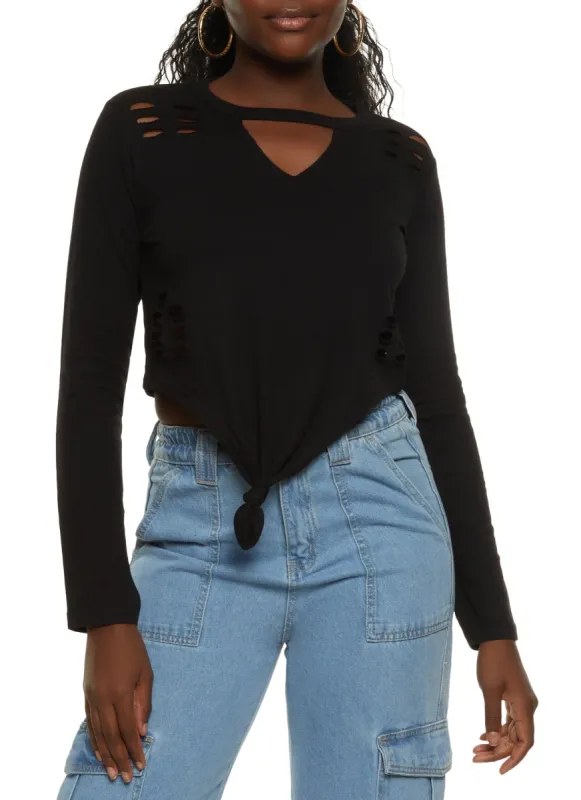 Laser Cut Knot Front Cropped Tee sold by Rainbow