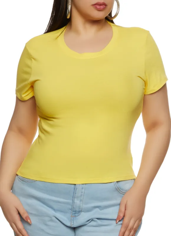 Plus Size Basic Crew Neck T Shirt sold by Rainbow