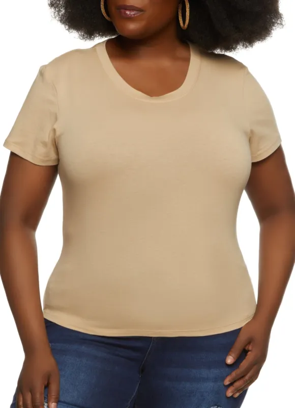 Plus Size Basic Crew Neck T Shirt sold by Rainbow