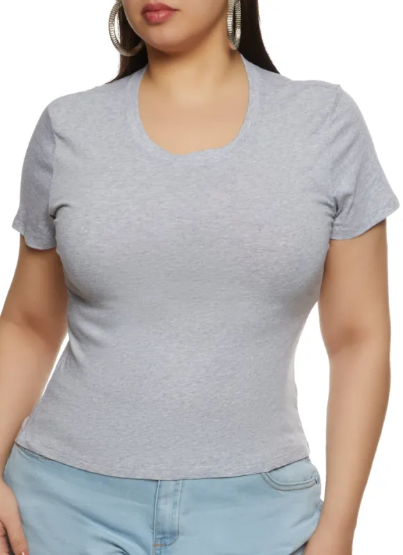 Plus Size Basic Crew Neck T Shirt sold by Rainbow
