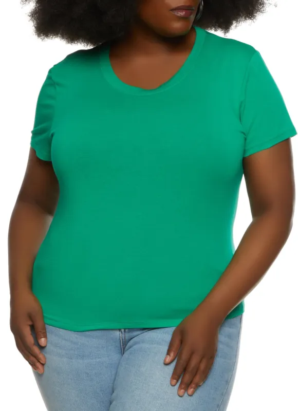 Plus Size Basic Crew Neck T Shirt sold by Rainbow