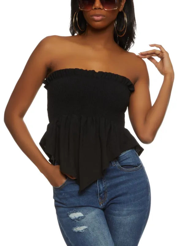 Smocked Hanky Hem Tube Top sold by Rainbow