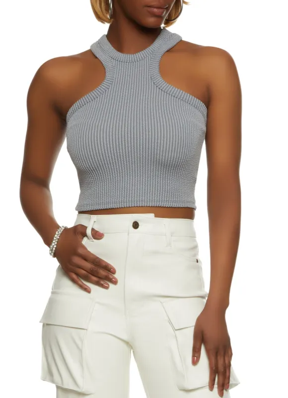 Solid Ribbed Racerback Tank Top sold by Rainbow