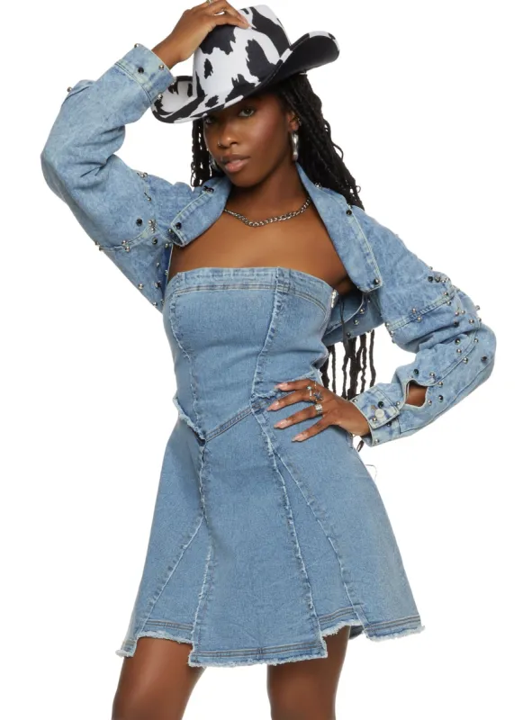 Studded Denim Bolero Jacket sold by Rainbow