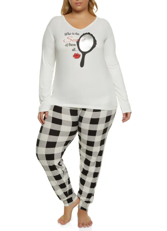 Plus Size Sexiest of Them All Pajama Top and Pants sold by Rainbow
