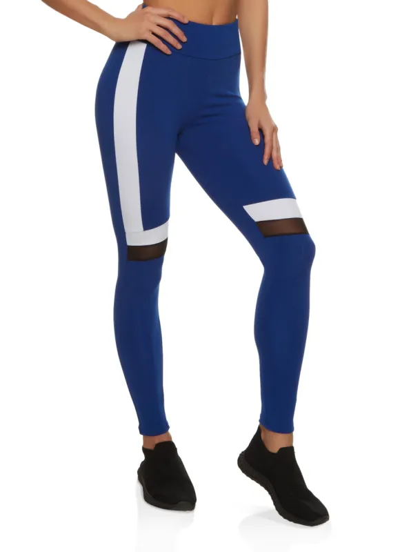 Color Blocked Mesh Detail Leggings sold by Rainbow