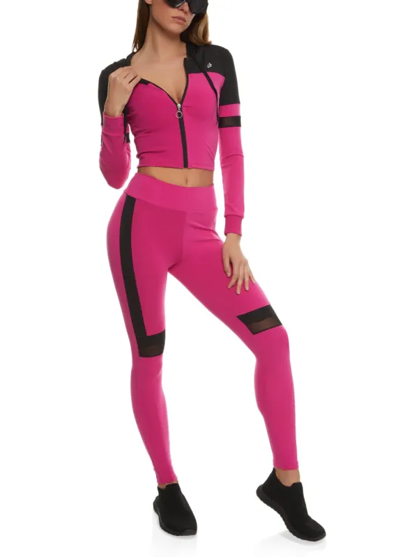 Color Blocked Mesh Detail Cropped Track Jacket sold by Rainbow