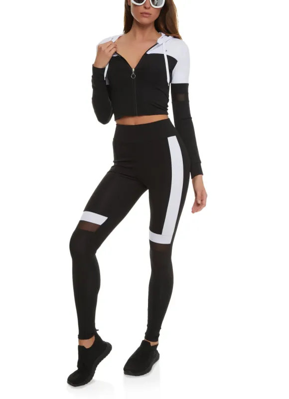 Color Blocked Mesh Detail Cropped Track Jacket sold by Rainbow