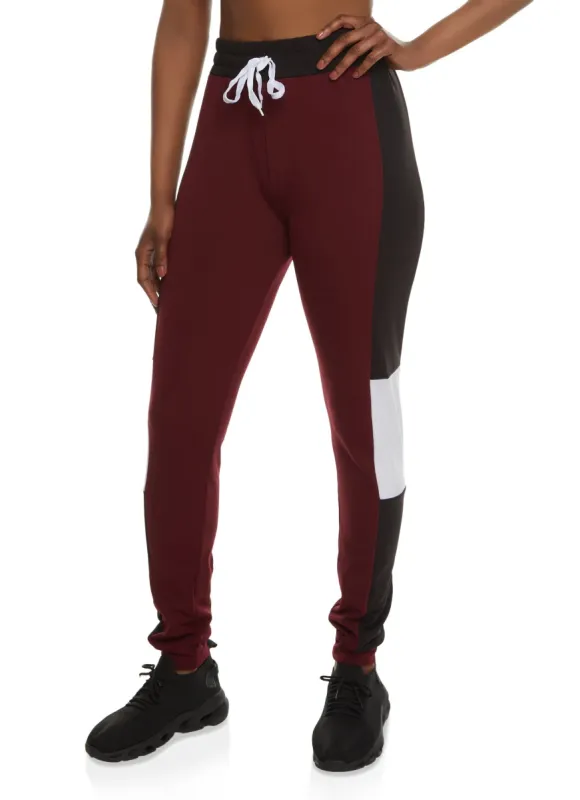 Color Blocked Contrast Drawstring Joggers sold by Rainbow