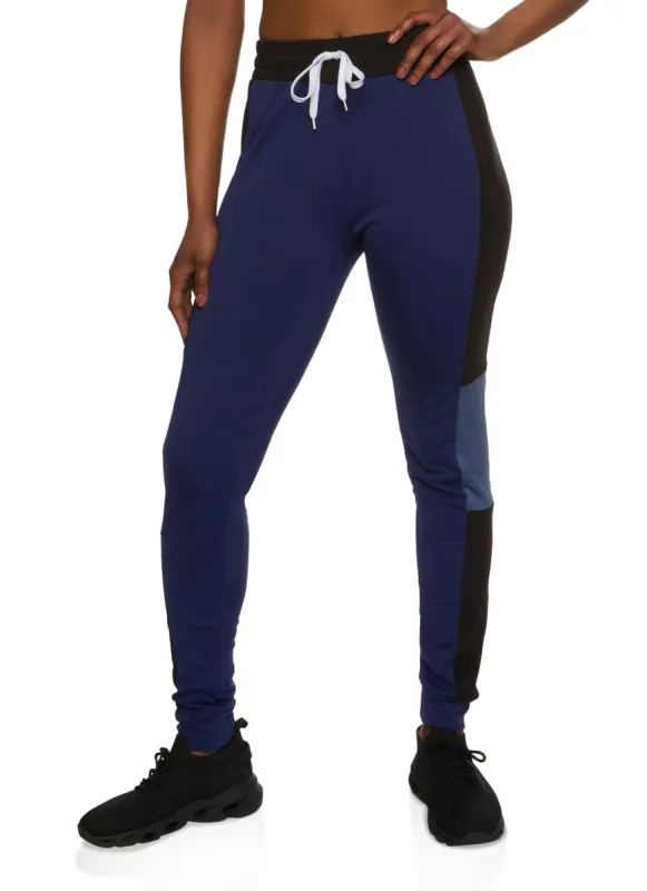 Color Blocked Contrast Drawstring Joggers sold by Rainbow