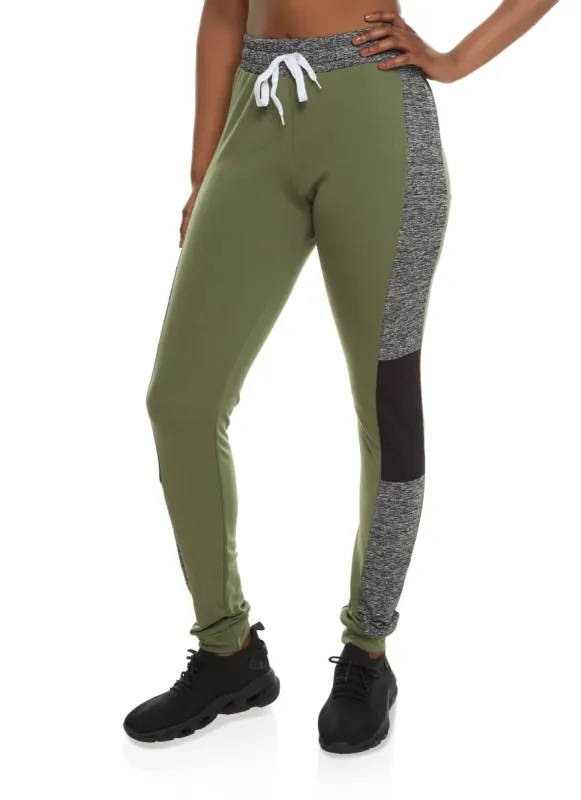 Color Blocked Contrast Drawstring Joggers made by Rainbow