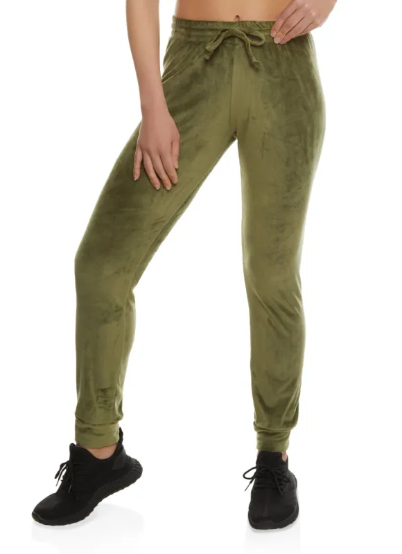 Velour Activewear Drawstring Joggers made by Rainbow