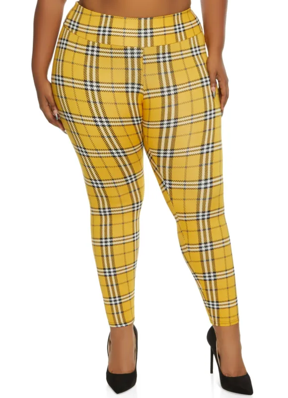 Plus Size Plaid High Waist Leggings sold by Rainbow