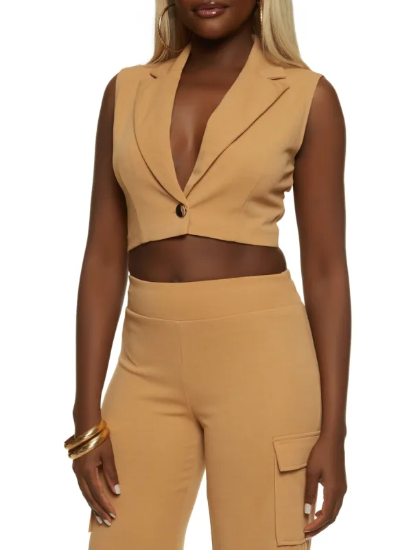 Cropped Single Button Blazer Vest sold by Rainbow