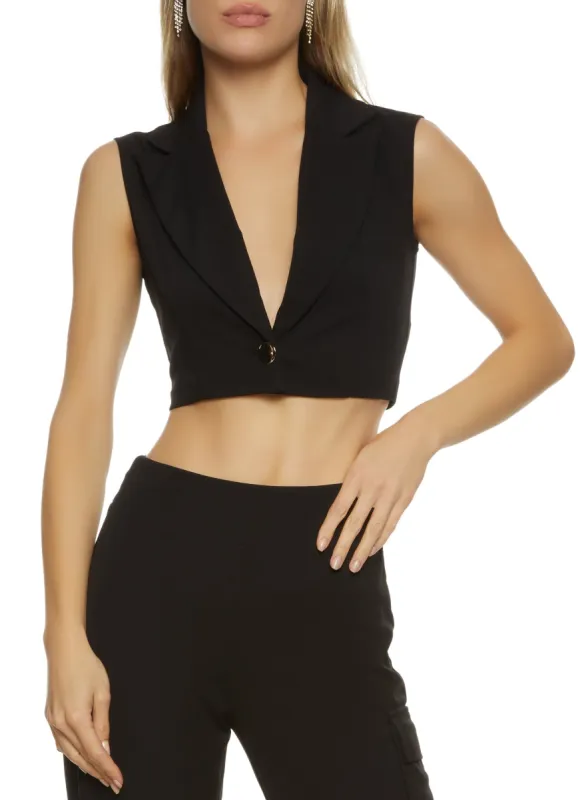 Cropped Single Button Blazer Vest sold by Rainbow