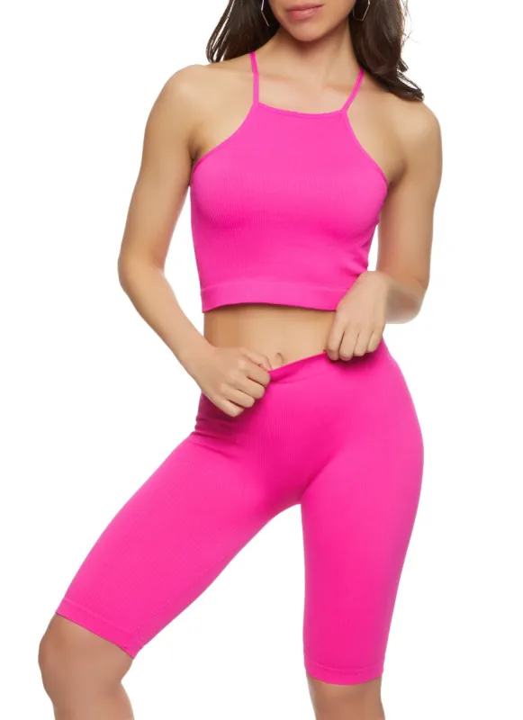 Seamless Ribbed Knit Crop Top sold by Rainbow