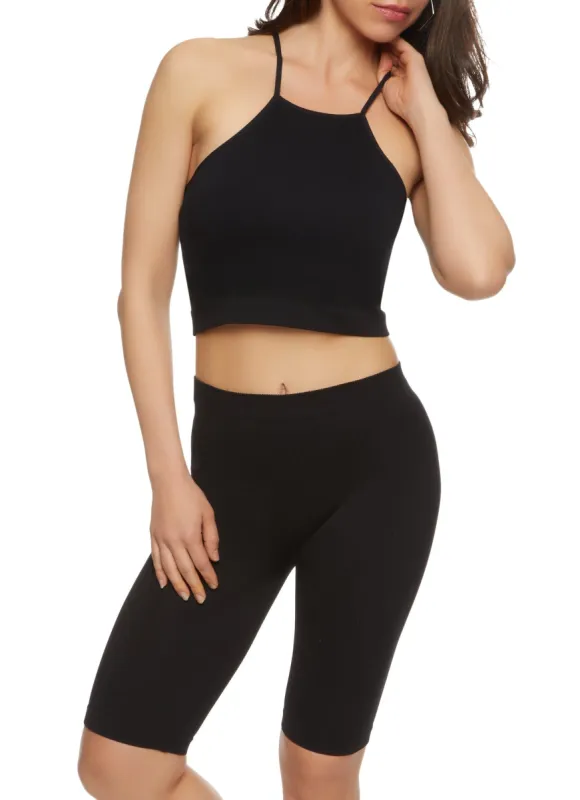 Seamless Ribbed Knit Crop Top sold by Rainbow