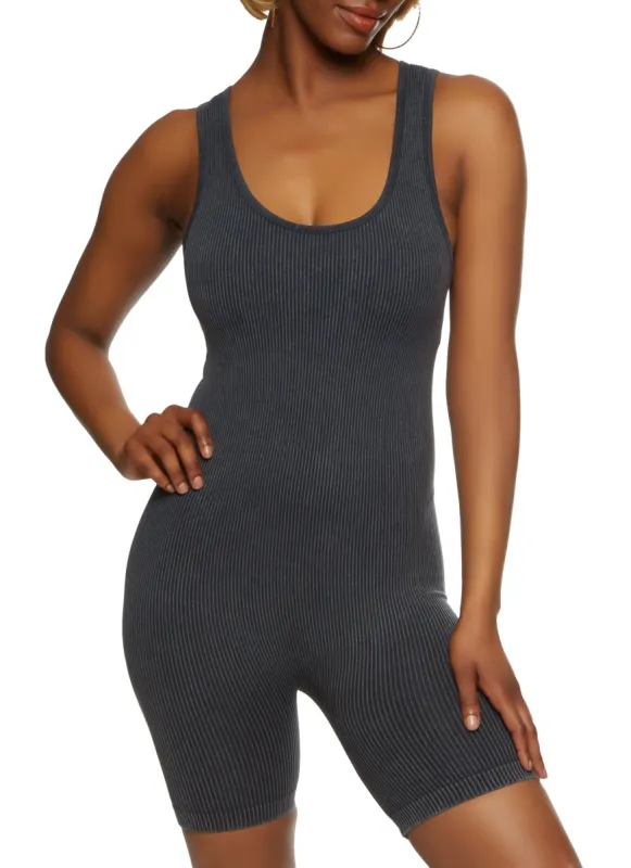 Seamless Rib Knit Scoop Neck Romper sold by Rainbow