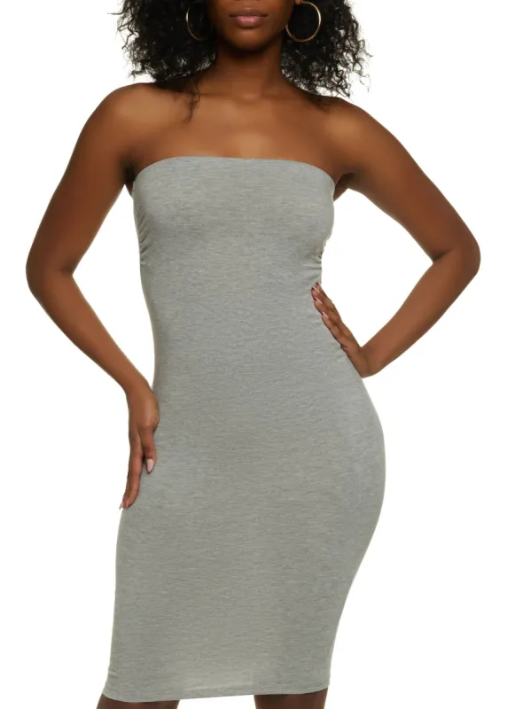 Basic Solid Midi Tube Dress sold by Rainbow