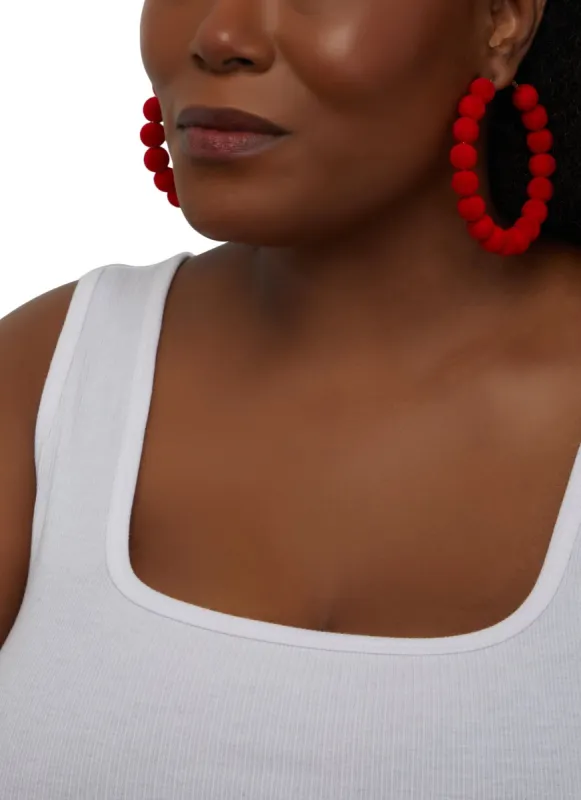 Velvet Beaded Hoop Earrings sold by Rainbow