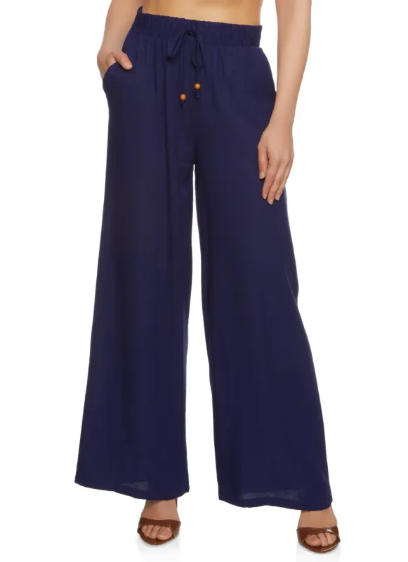 Iris Beaded Faux Drawstring Palazzo Pants sold by Rainbow
