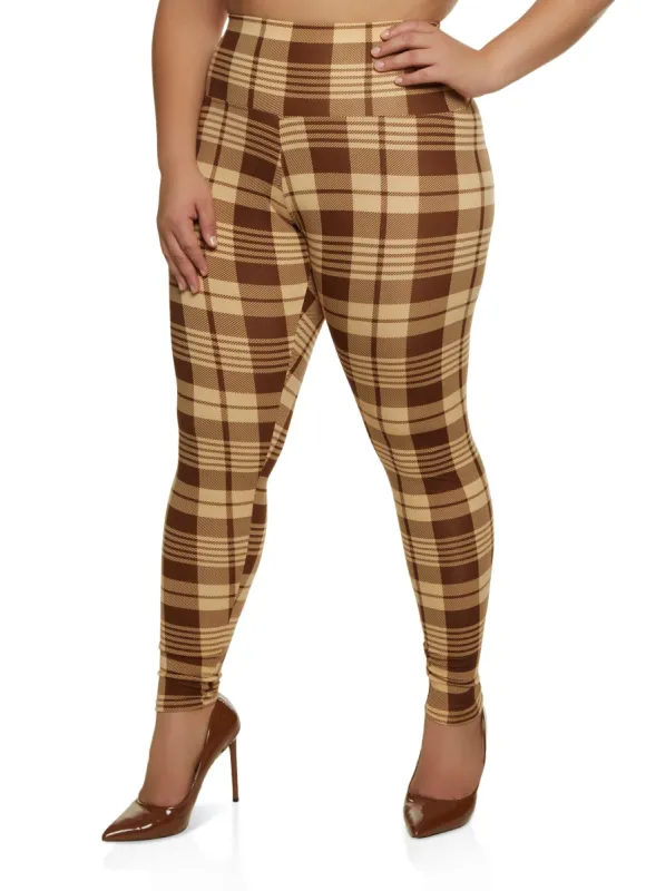Plus Size Plaid Leggings sold by Rainbow