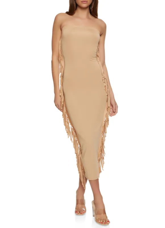Fringe Side Maxi Tube Dress sold by Rainbow