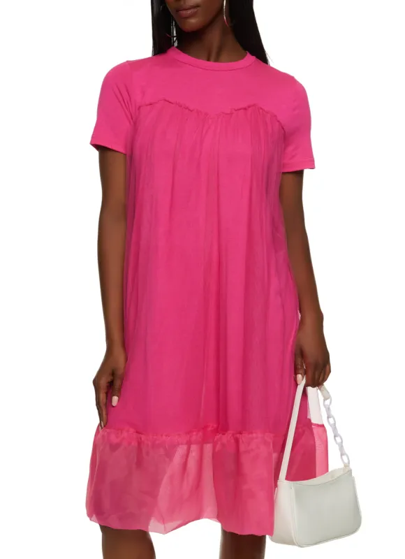 Organza Hem Tulle Midi Shift Dress sold by Rainbow