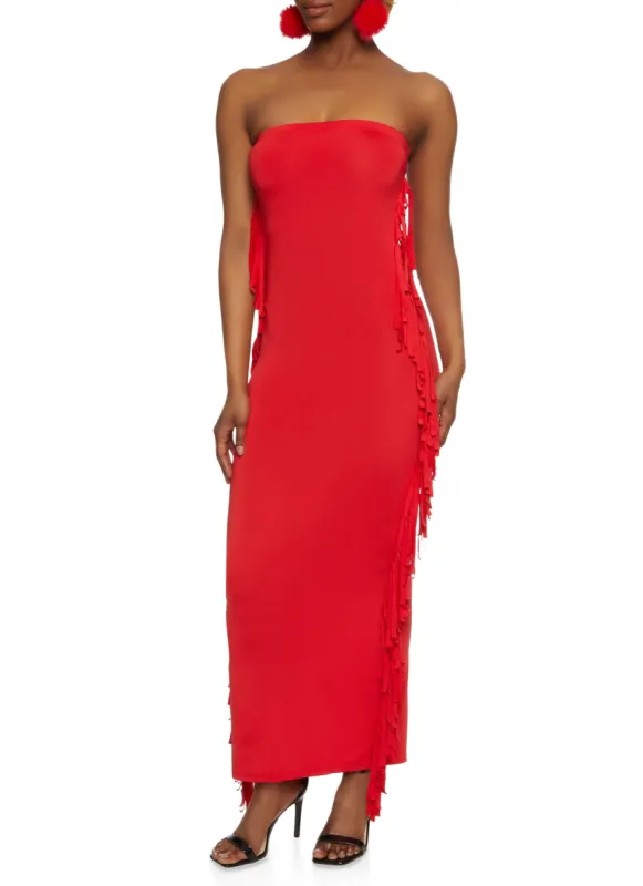Fringe Side Maxi Tube Dress sold by Rainbow