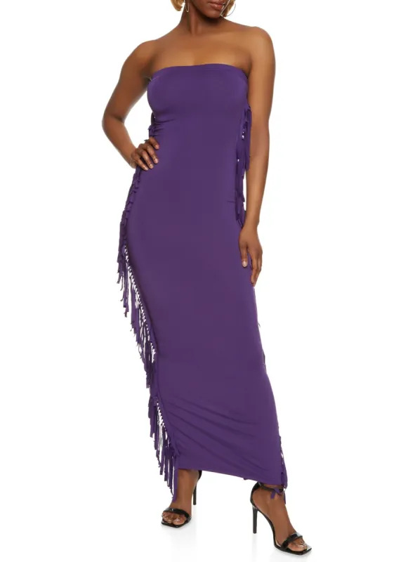 Fringe Side Maxi Tube Dress sold by Rainbow