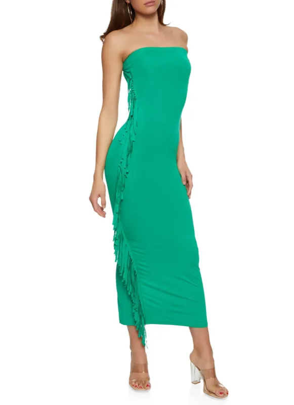 Fringe Side Maxi Tube Dress sold by Rainbow