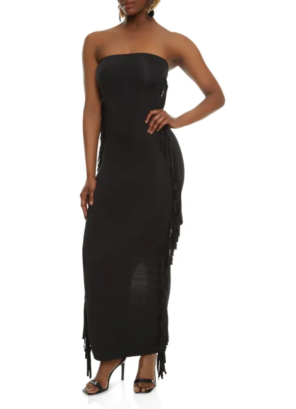 Fringe Side Maxi Tube Dress sold by Rainbow