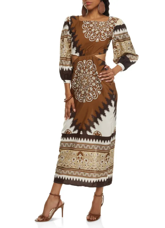 Border Print Tie Back Maxi Dress sold by Rainbow
