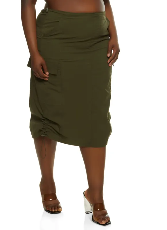Plus Size Toggle Drawstring Hem Cargo Skirt sold by Rainbow
