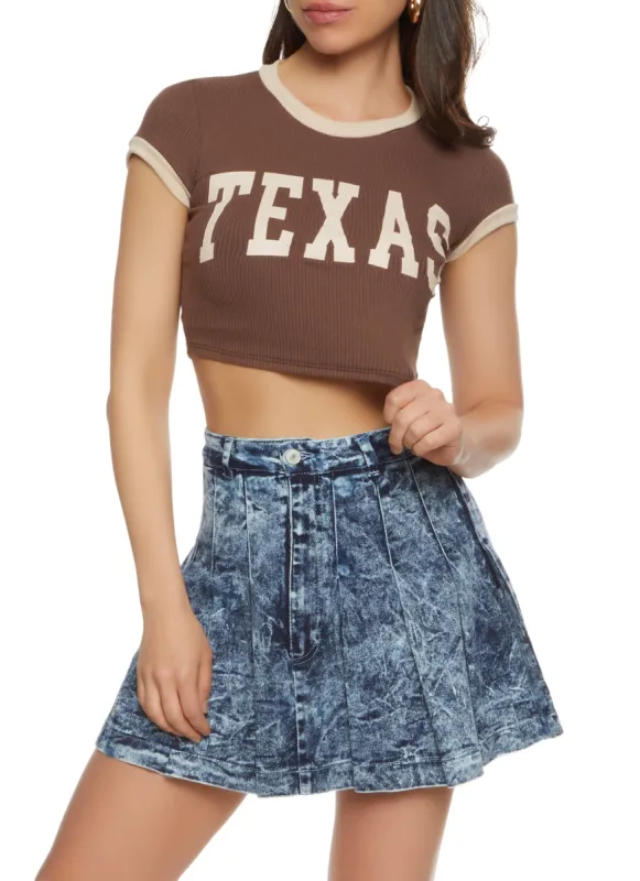 Ribbed Texas Cropped Graphic Tee sold by Rainbow