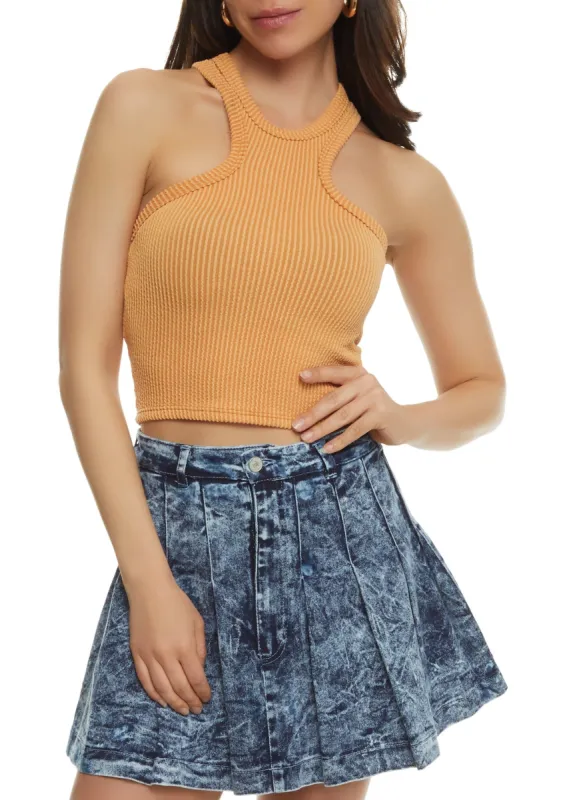 Solid Ribbed Racerback Tank Top sold by Rainbow