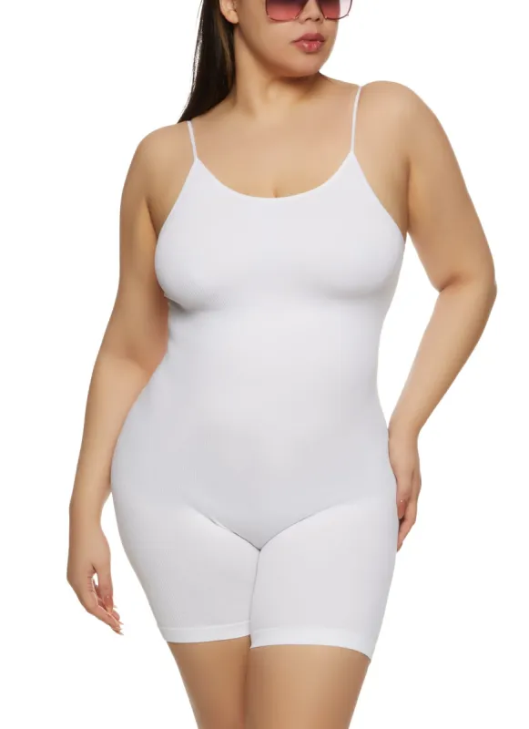 Plus Size Seamless Ribbed Cami Romper sold by Rainbow