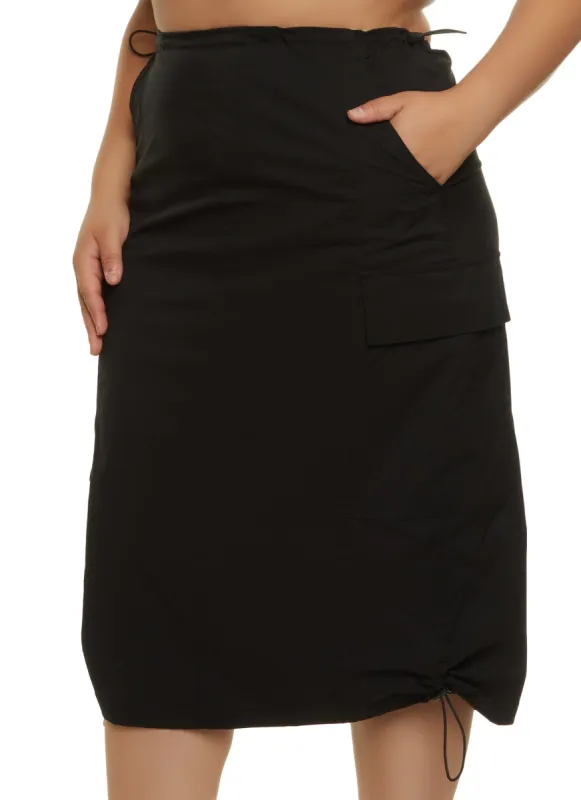 Plus Size Toggle Drawstring Hem Cargo Skirt sold by Rainbow