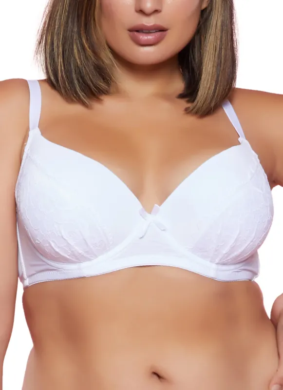 Plus Size Floral Lace Plunge Bra sold by Rainbow