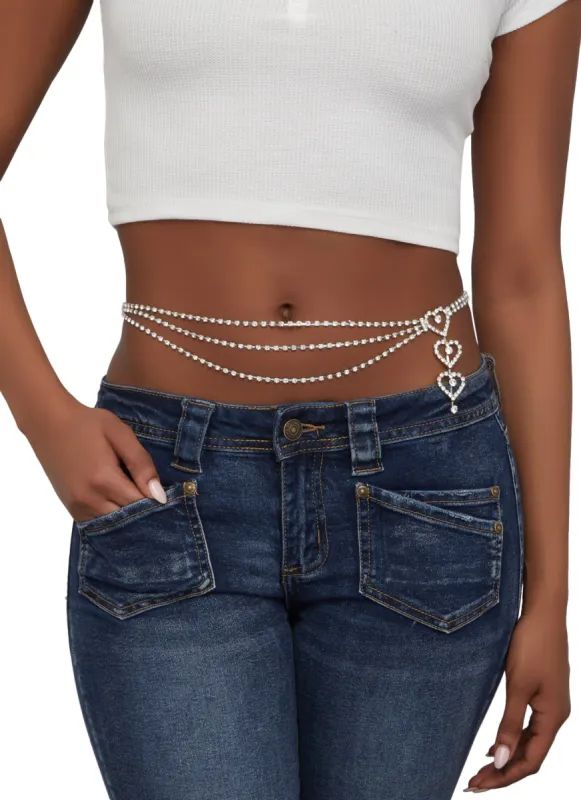 Heart Rhinestone Belly Chain sold by Rainbow