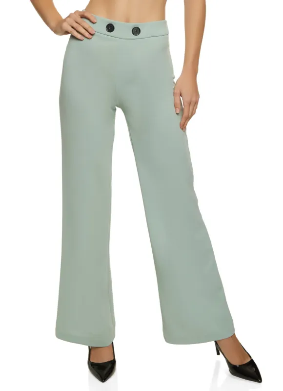 Crepe Knit Button Detail Flared Pants sold by Rainbow