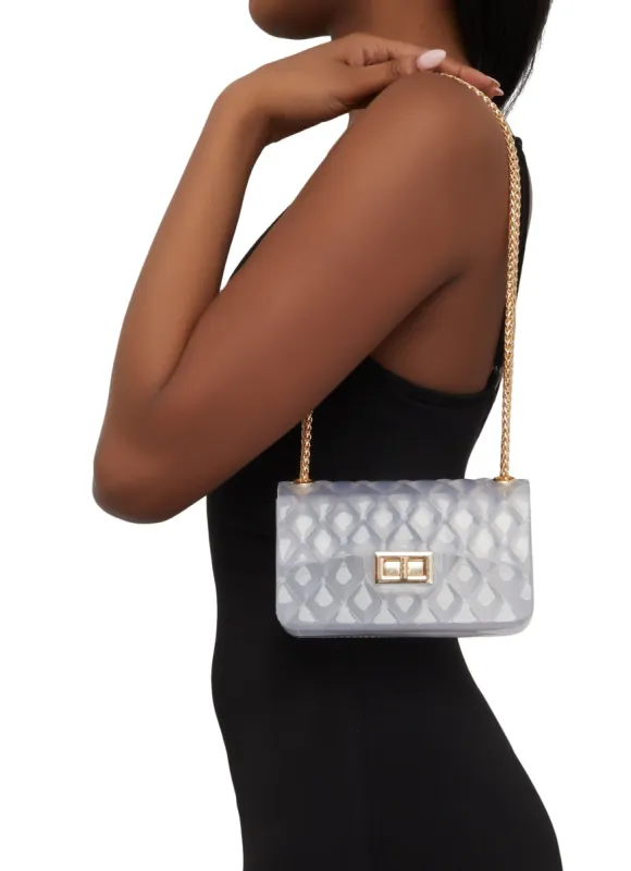 Quilted Jelly Twist Lock Chain Strap Shoulder Bag sold by Rainbow