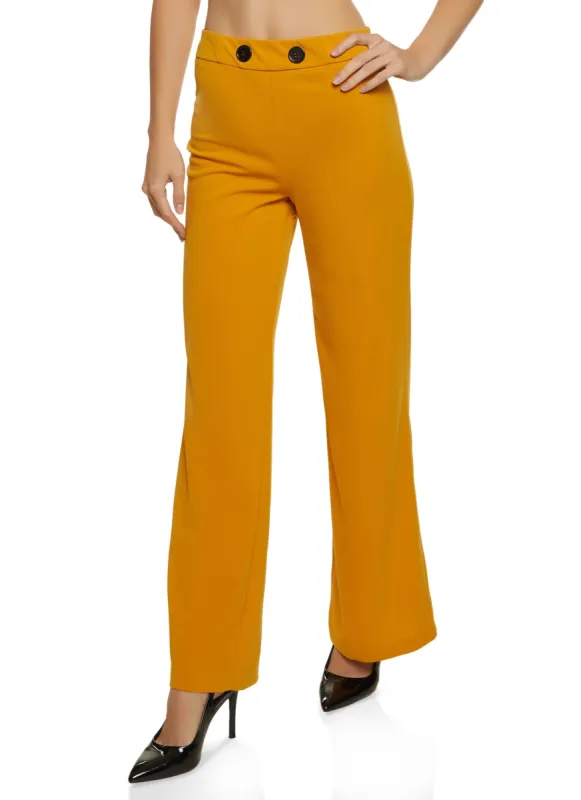Crepe Knit Button Detail Flared Pants sold by Rainbow