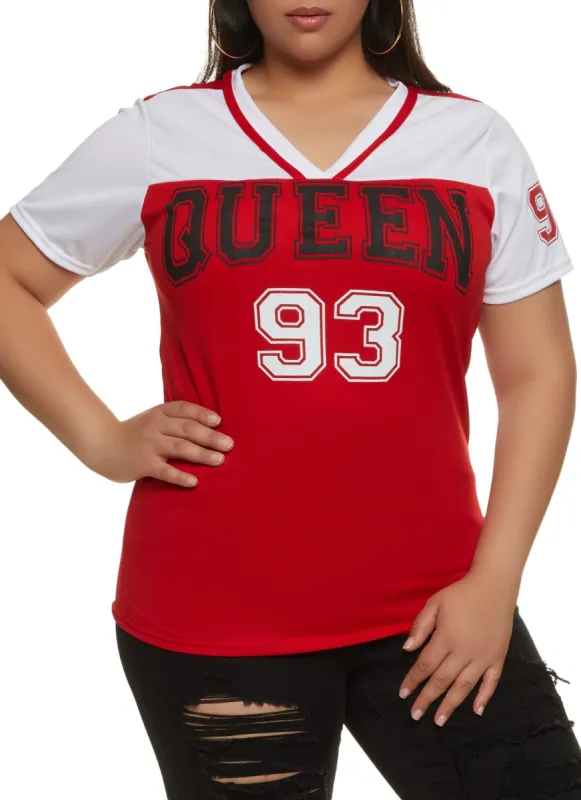 Plus Size Queen 93 V Neck Graphic Tee sold by Rainbow