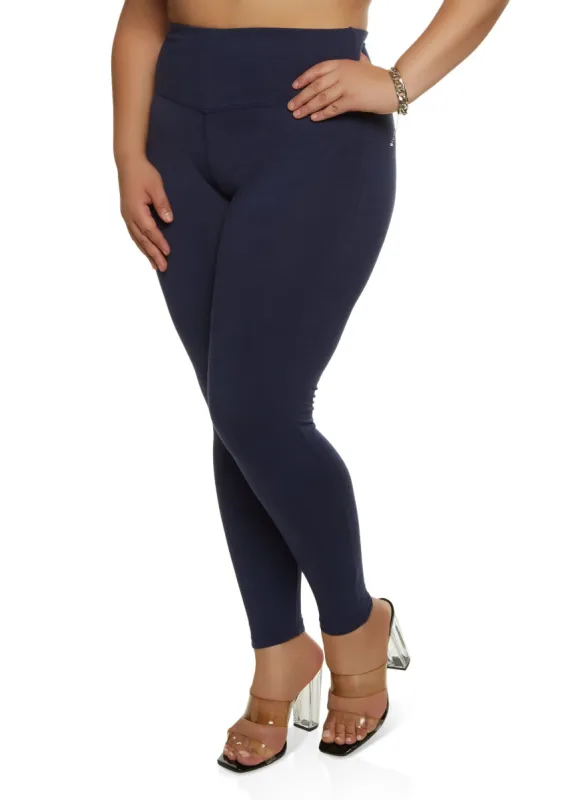 Plus Size Solid High Waist Leggings sold by Rainbow