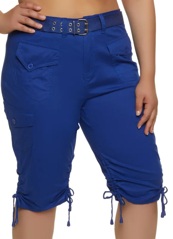 Plus Size Belted Bermuda Cargo Shorts sold by Rainbow