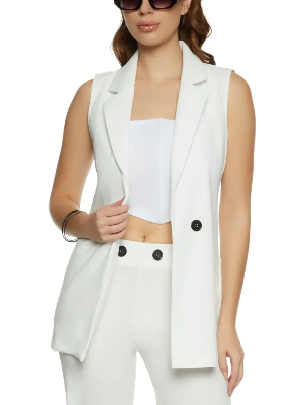Crepe Knit Button Detail Blazer Vest sold by Rainbow