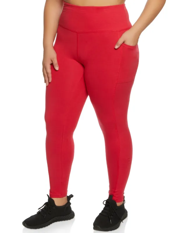 Plus Size High Waist Phone Pocket Leggings sold by Rainbow