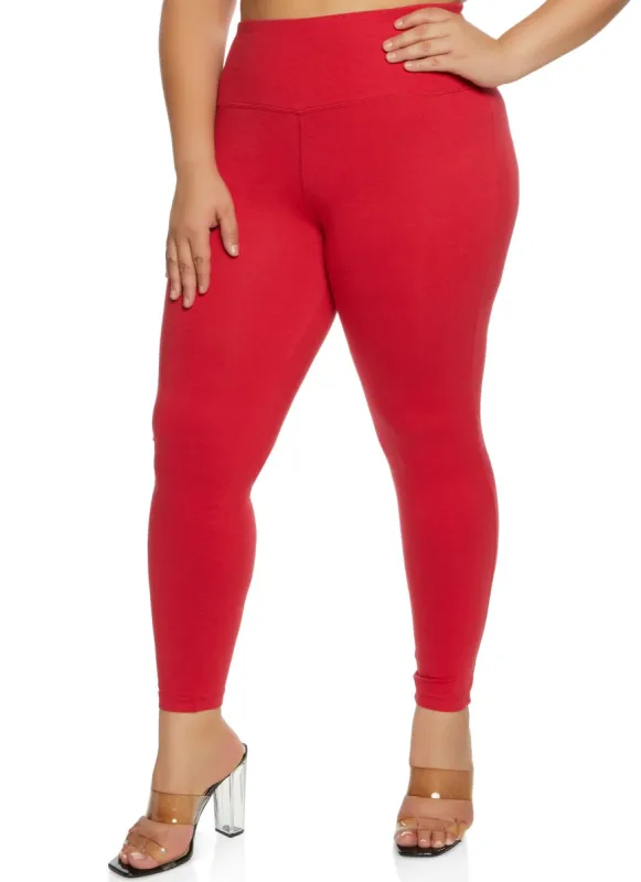Plus Size Solid High Waist Leggings sold by Rainbow